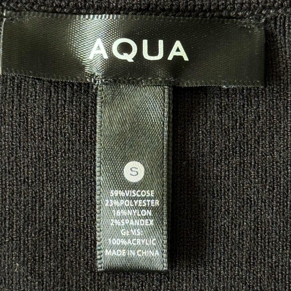 Aqua Black Ribbed Bodysuit Women’s Small | Rhinestone Neckline - Picture 8 of 9